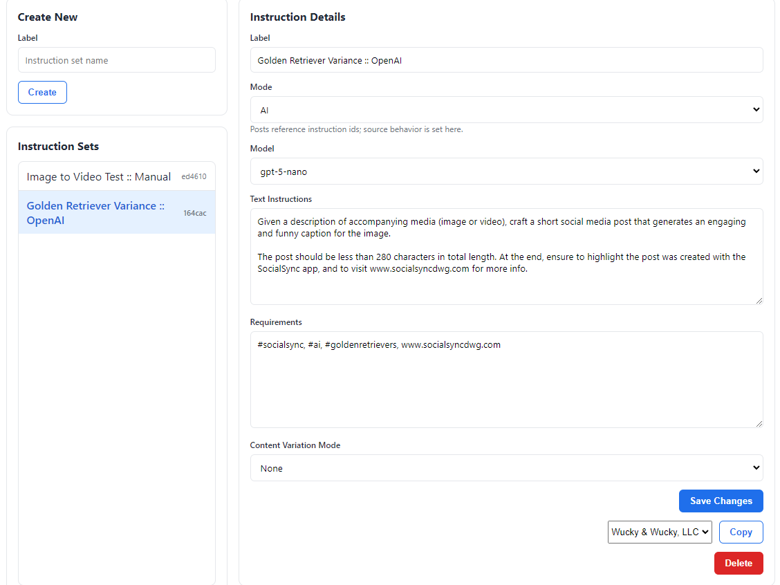 AI post instruction example.