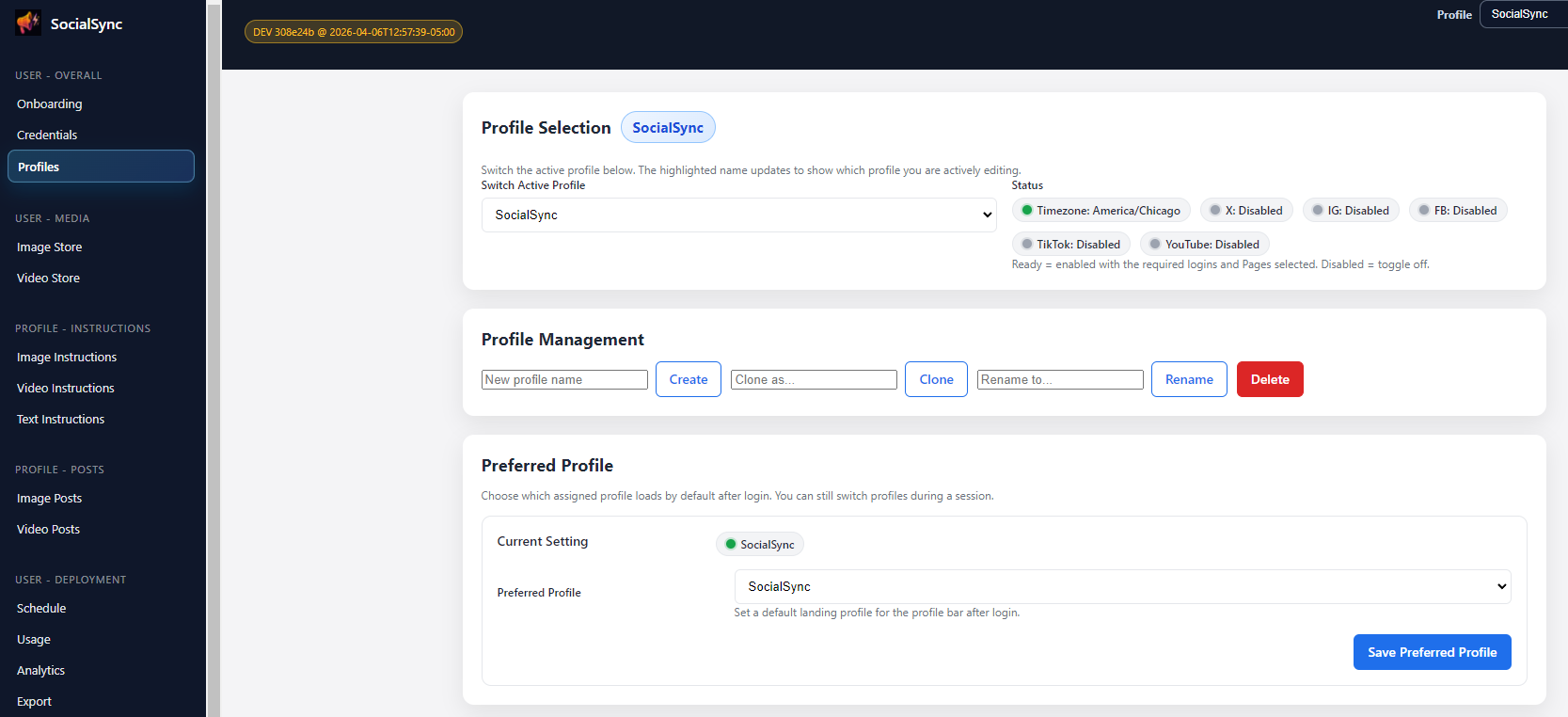 Manage Profiles and Preferences