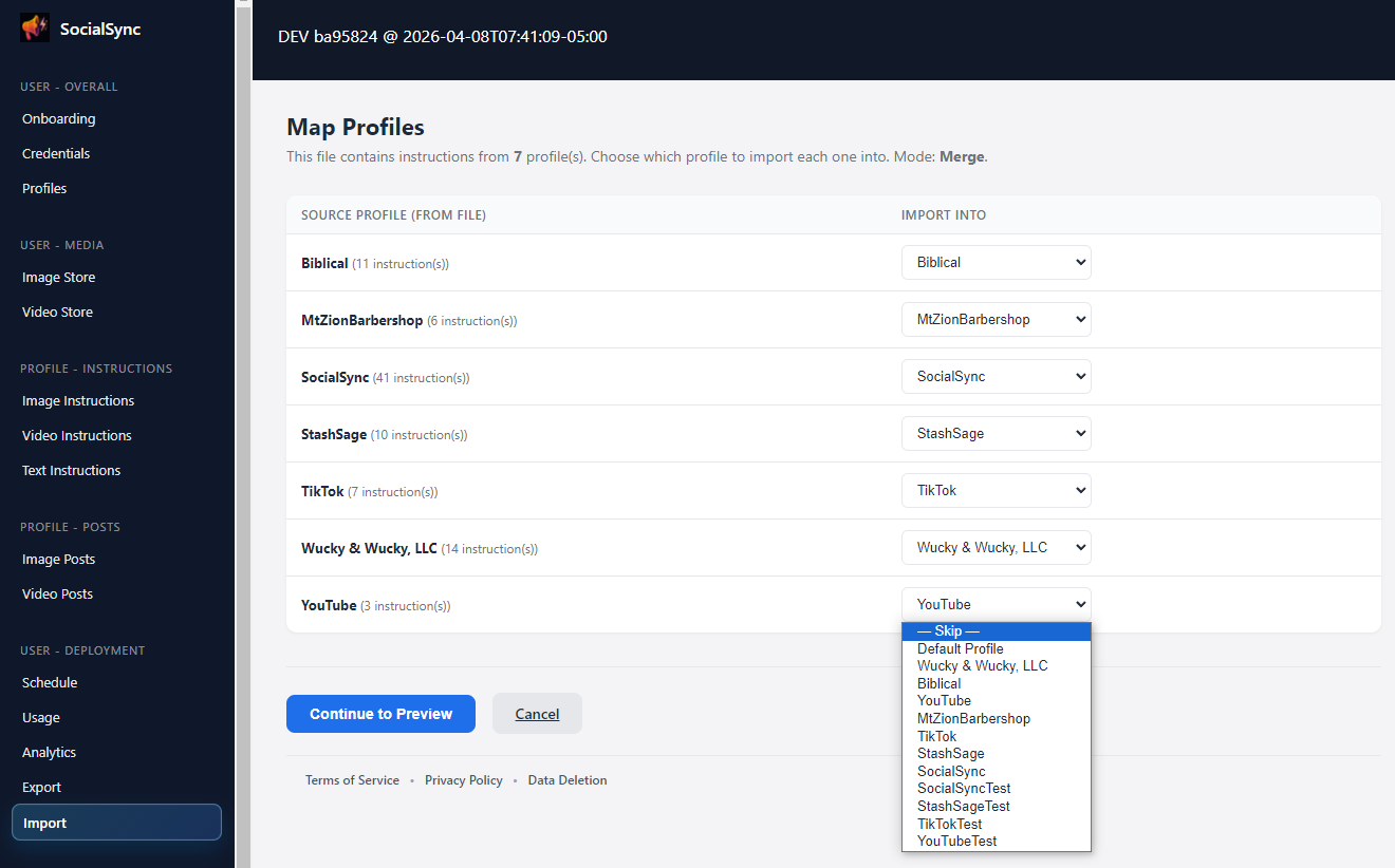 Import preview and confirmation