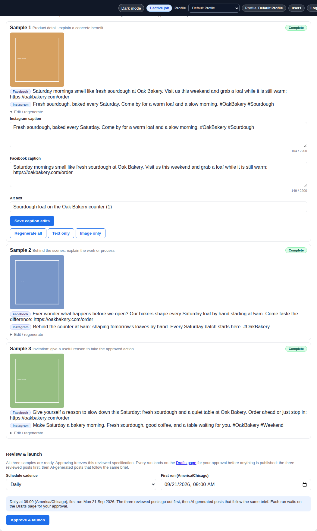 Three sample posts